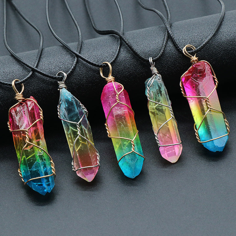 Collier Colonne Cristal Arc-en-ciel – Élégant & Énergétique