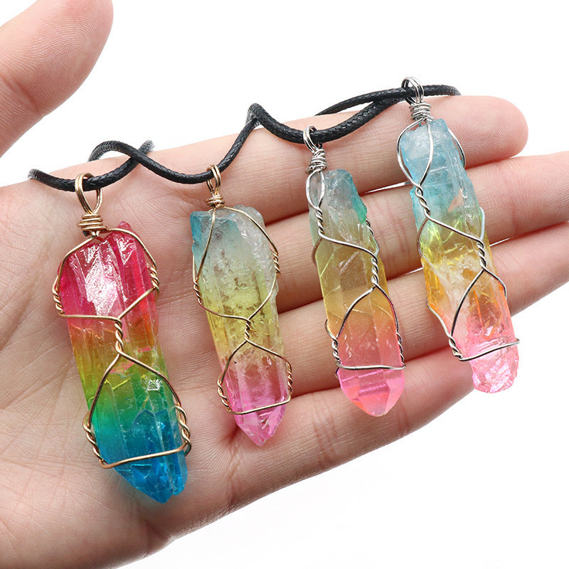 Collier Colonne Cristal Arc-en-ciel – Élégant & Énergétique