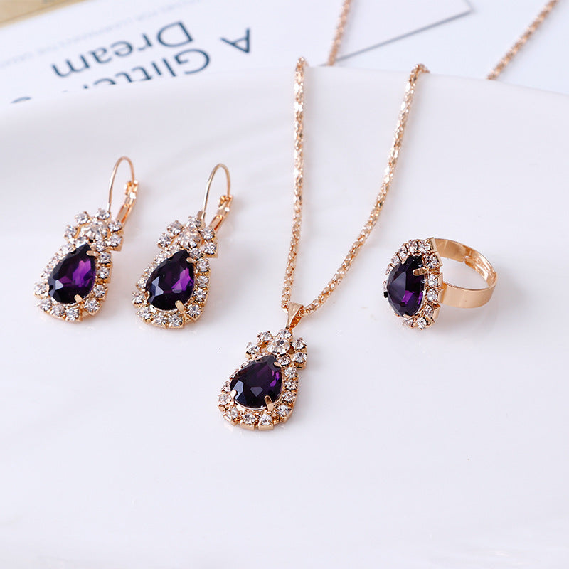 Parure Éclat Impérial - Collier, Boucles & Bague avec Pierres Précieuses