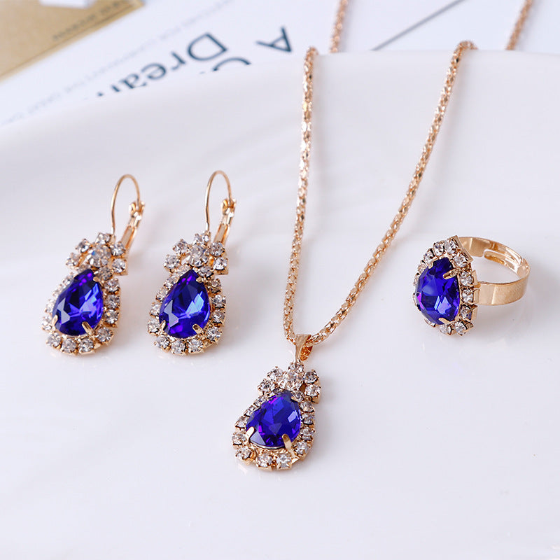 Parure Éclat Impérial - Collier, Boucles & Bague avec Pierres Précieuses