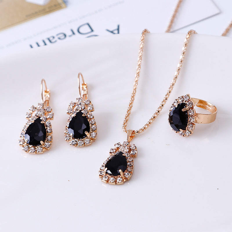 Parure Éclat Impérial - Collier, Boucles & Bague avec Pierres Précieuses