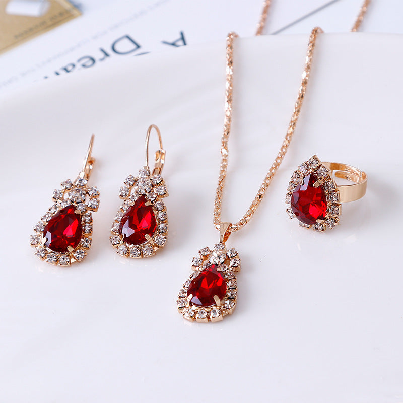 Parure Éclat Impérial - Collier, Boucles & Bague avec Pierres Précieuses