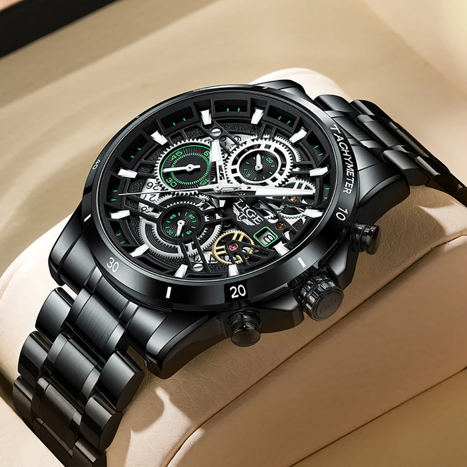 Montre LIGE 8977 | Résistant aux chocs, Étanche, Mouvement Quartz Automatique (DS)