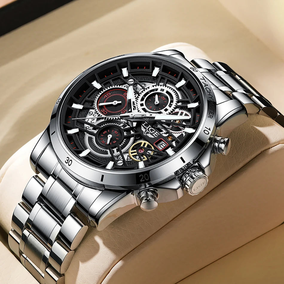 Montre LIGE 8977 | Résistant aux chocs, Étanche, Mouvement Quartz Automatique (DS)