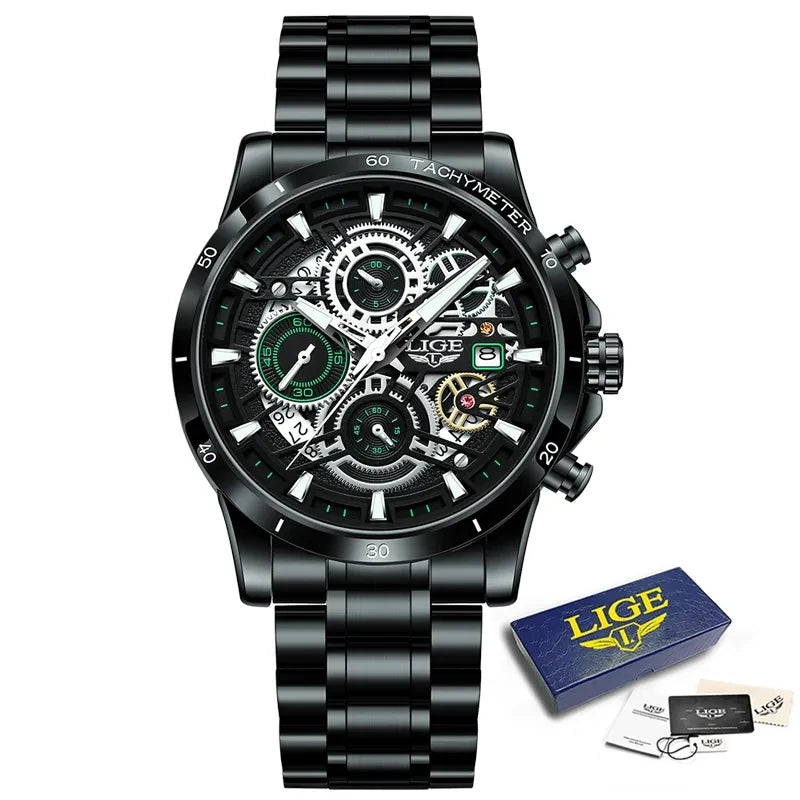 Montre LIGE 8977 | Résistant aux chocs, Étanche, Mouvement Quartz Automatique (DS)