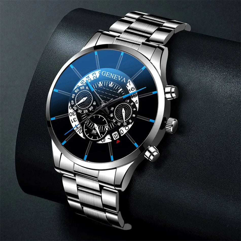 GENEVA HANYI Montre Homme Quartz Acier Inoxydable Mode et Décontracté (DS)