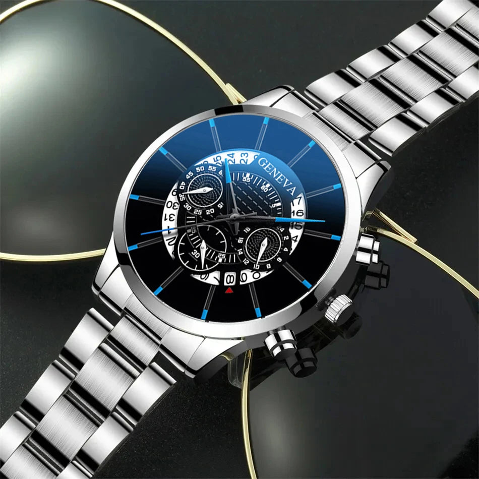 GENEVA HANYI Montre Homme Quartz Acier Inoxydable Mode et Décontracté (DS)