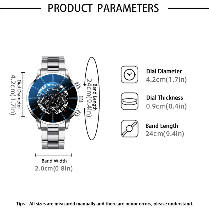 GENEVA HANYI Montre Homme Quartz Acier Inoxydable Mode et Décontracté (DS)