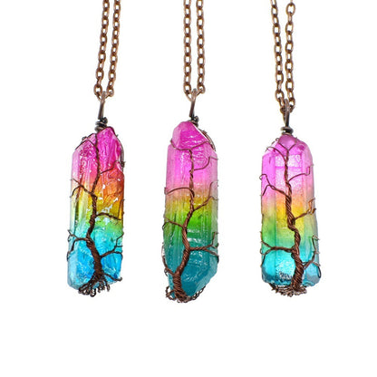 Collier Colonne Cristal Arc-en-ciel – Élégant & Énergétique