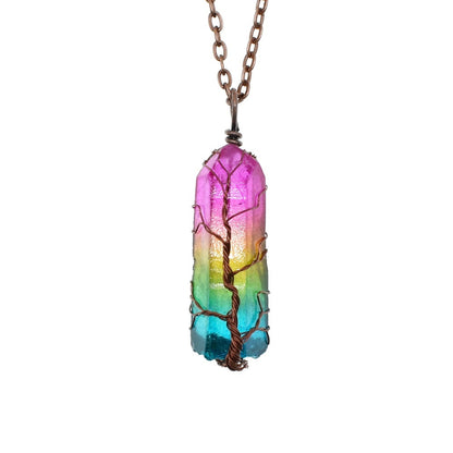 Collier Colonne Cristal Arc-en-ciel – Élégant & Énergétique