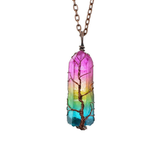 Collier Colonne Cristal Arc-en-ciel – Élégant & Énergétique