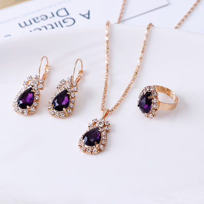 Parure Éclat Impérial - Collier, Boucles & Bague avec Pierres Précieuses