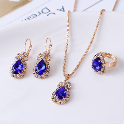 Parure Éclat Impérial - Collier, Boucles & Bague avec Pierres Précieuses