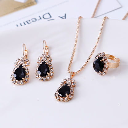 Parure Éclat Impérial - Collier, Boucles & Bague avec Pierres Précieuses