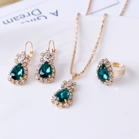 Parure Éclat Impérial - Collier, Boucles & Bague avec Pierres Précieuses