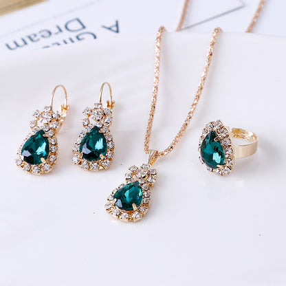 Parure Éclat Impérial - Collier, Boucles & Bague avec Pierres Précieuses
