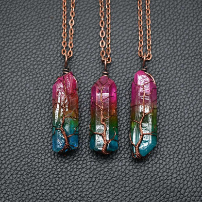 Collier Colonne Cristal Arc-en-ciel – Élégant & Énergétique