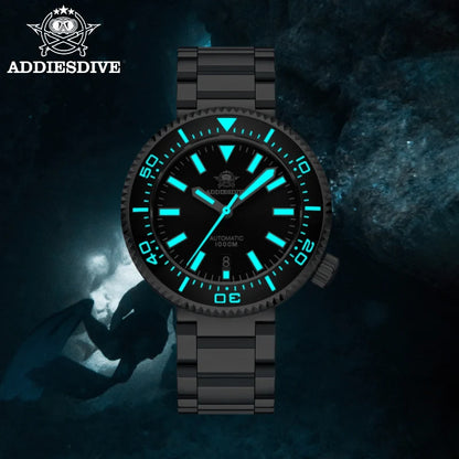 Montre de Luxe pour Hommes ADDIESDIVE H6 - Montre de Plongée 1000m Étanche, Mécanique Automatique, Verre Saphir, Acier Inoxydable (DS)