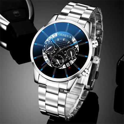 GENEVA HANYI Montre Homme Quartz Acier Inoxydable Mode et Décontracté (DS)