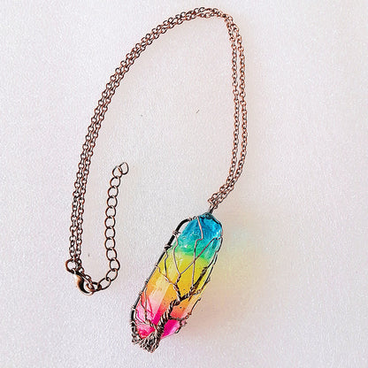 Collier Colonne Cristal Arc-en-ciel – Élégant & Énergétique